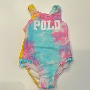 Polo Ralph Lauren NWT baby girl size 6-12 month pastel mix one piece swimsuit.